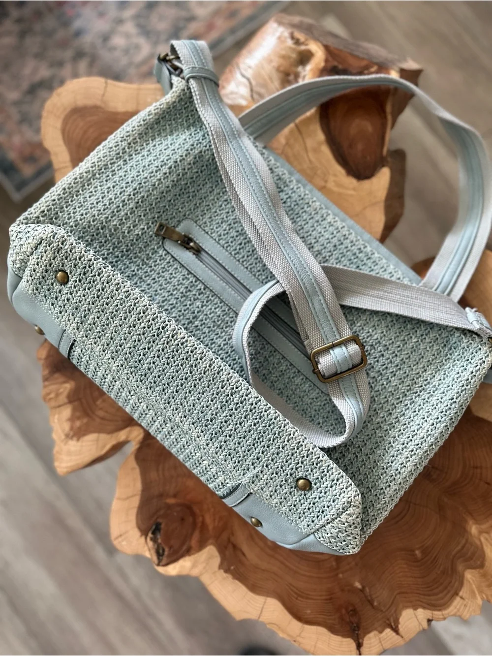 Jen & Co Light Blue Woven Tote Bag - Women